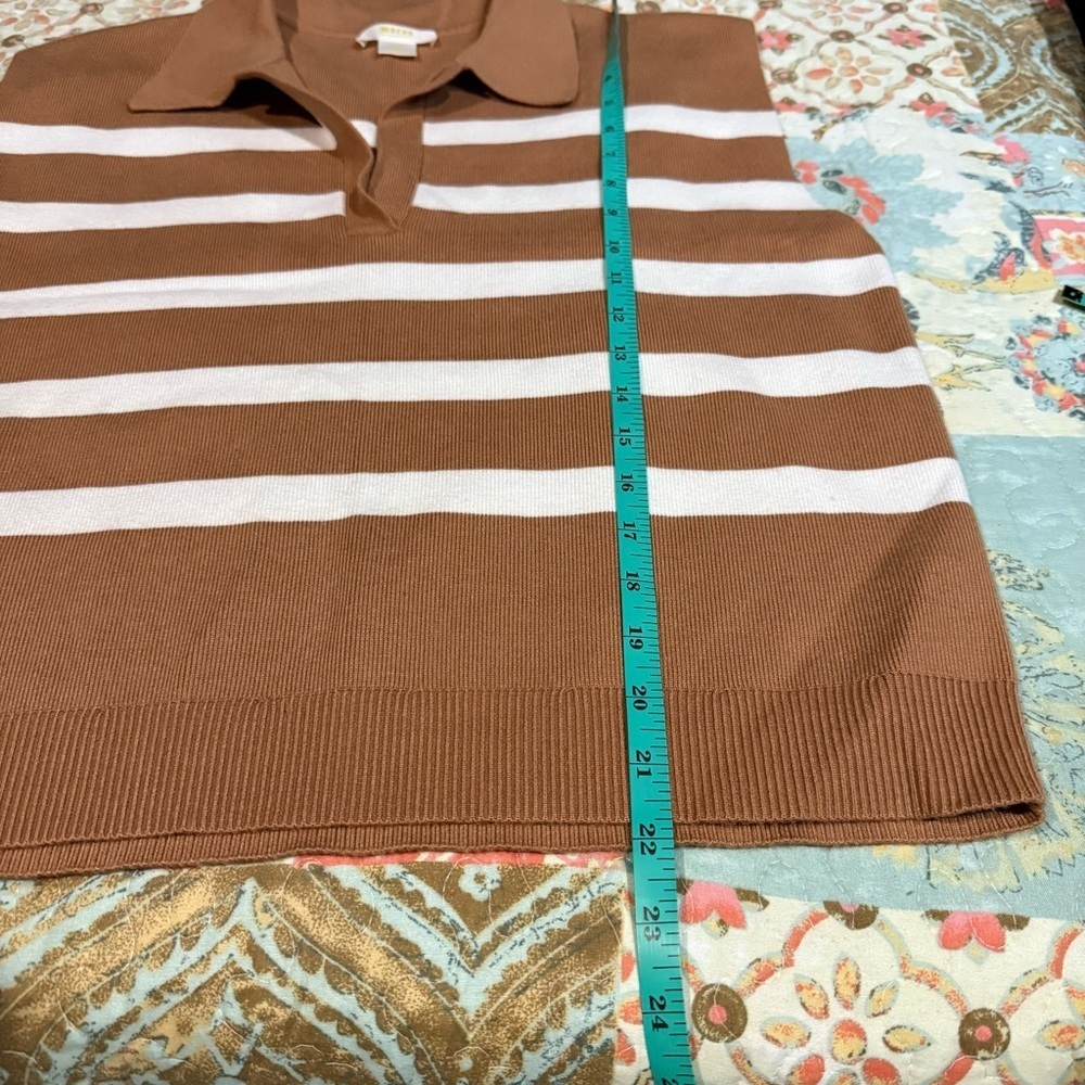 Maeve Stripe Collared Sleeveless Sweater Vest Medium - Picture 9 of 12